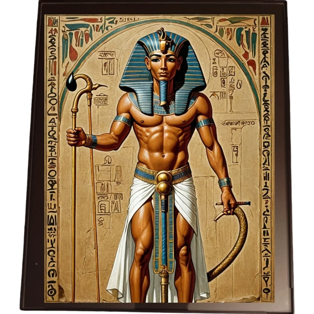 A Egyptian Pharoah In A Glass Front Frame 8x10 Picture AI wall art